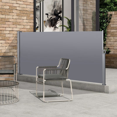 Retractable Garden Privacy Screen - , Waterproof. 118.1"X70.9", Grey Waterproof Side Awning Retractable, . Dark