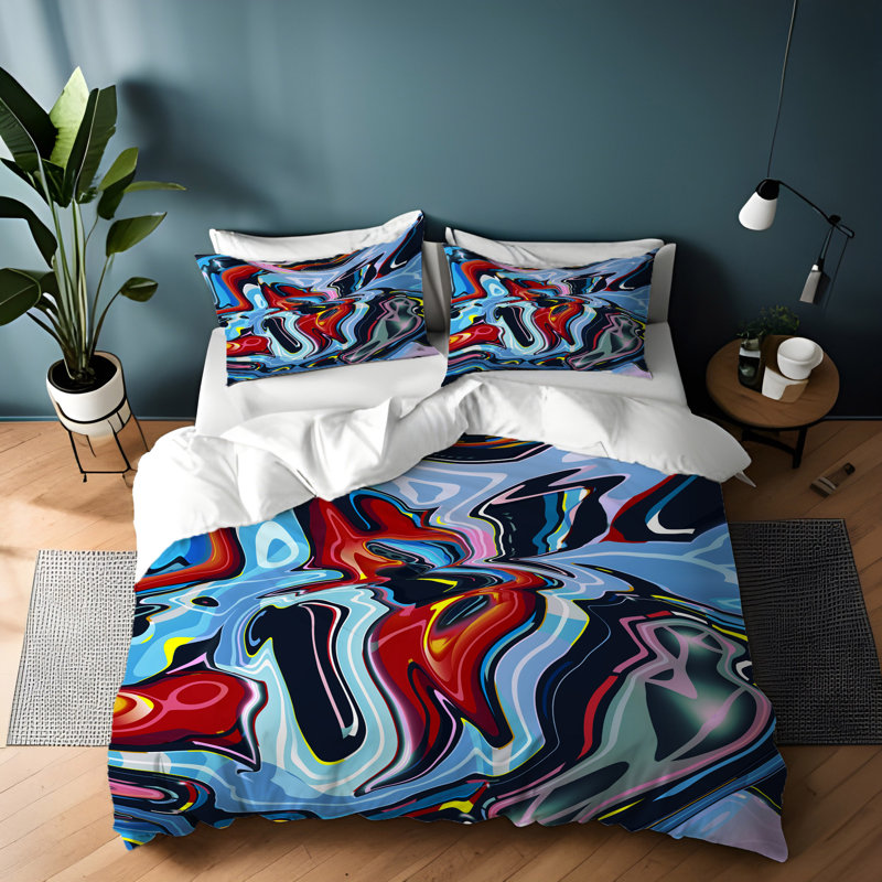 Polyester Abstract Duvet Cover, King Duvet Cover + 2 King Shams