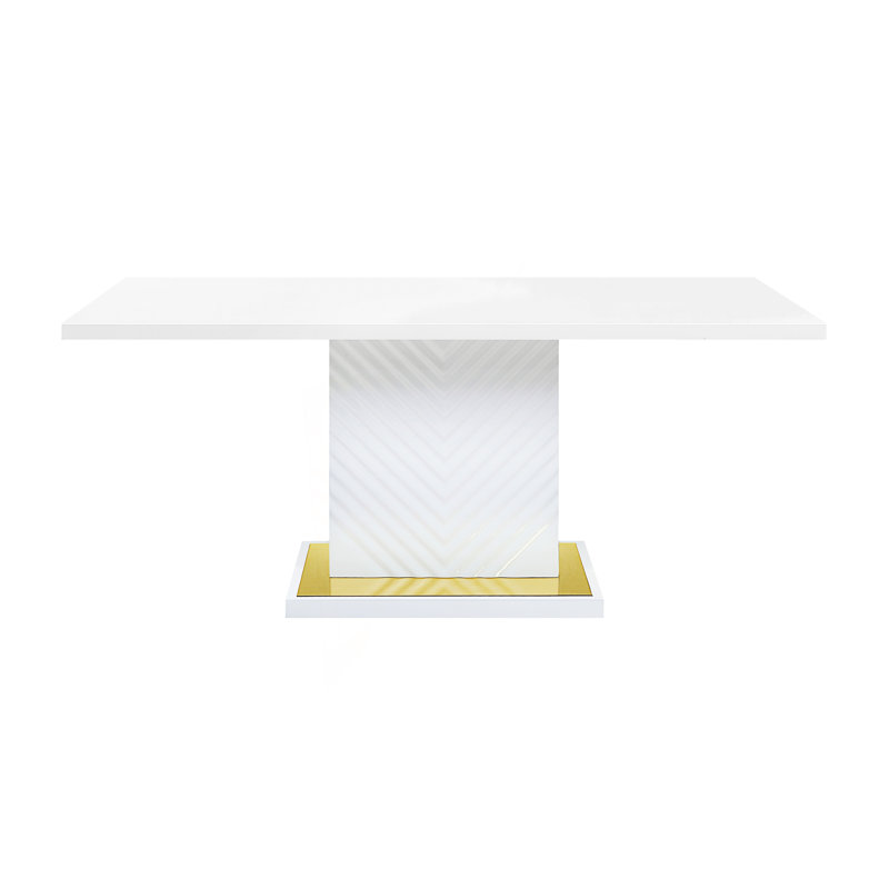 Table de salle à manger ultrabrillante avec base piédestal