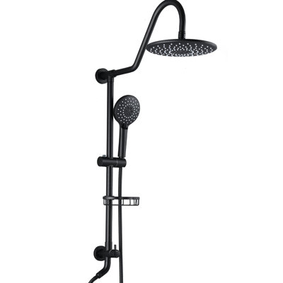 Grande pomme de douche 10 po avec douchette à pluie et glissière noire matte