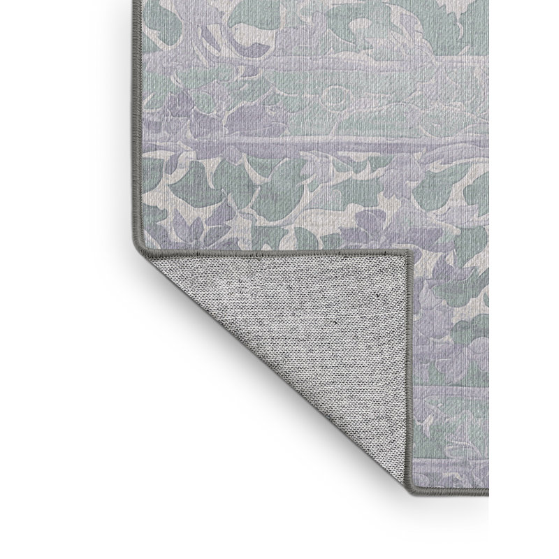 Machine Washable Gray Area Rug, Square 5'
