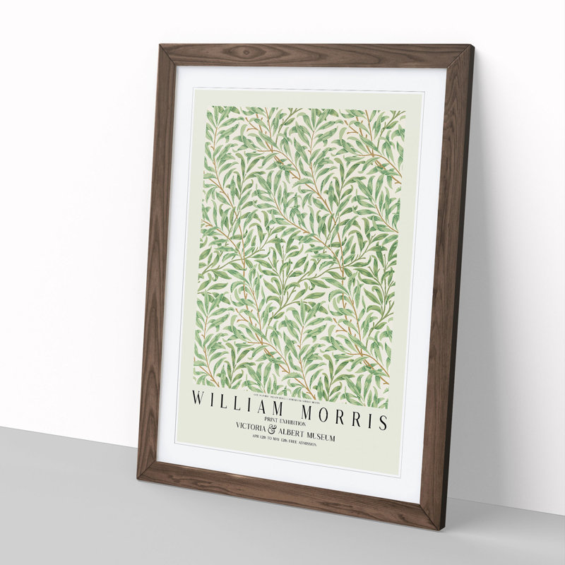 Willow Bough with Border by William Morris - Picture Frame Painting, Walnut Framed, 65cm H x 48cm W x 2cm D