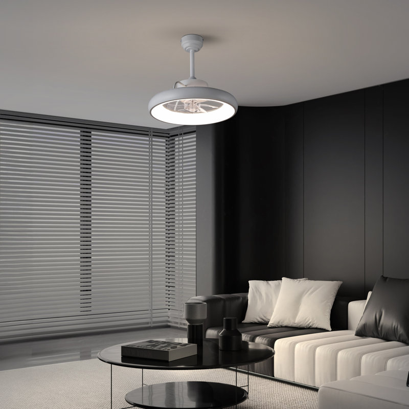 Harte 20" Modern Contemporary 6-Speed Metal Mobile-App/Remote-Controlled Dimmable Smart Integrated LED Ceiling Fan, Clear