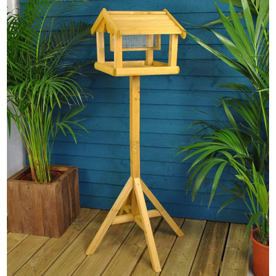 Hamburg Wood Freestanding Hopper Bird Feeder