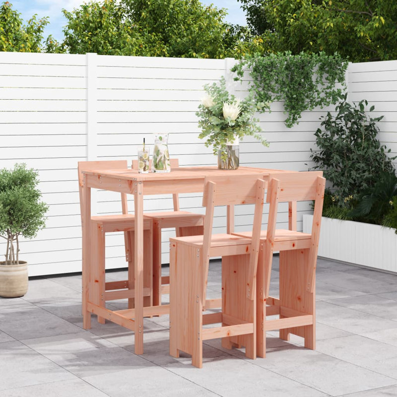 Avital Brayden Studio Bar Set with Wood Frame and Solid Wood Outer Material, Pink