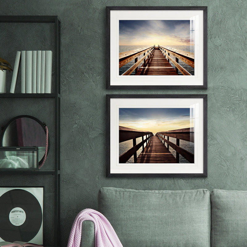 Reproduction de photo sur toile, Papier avec cadre argenté, Blanc mat