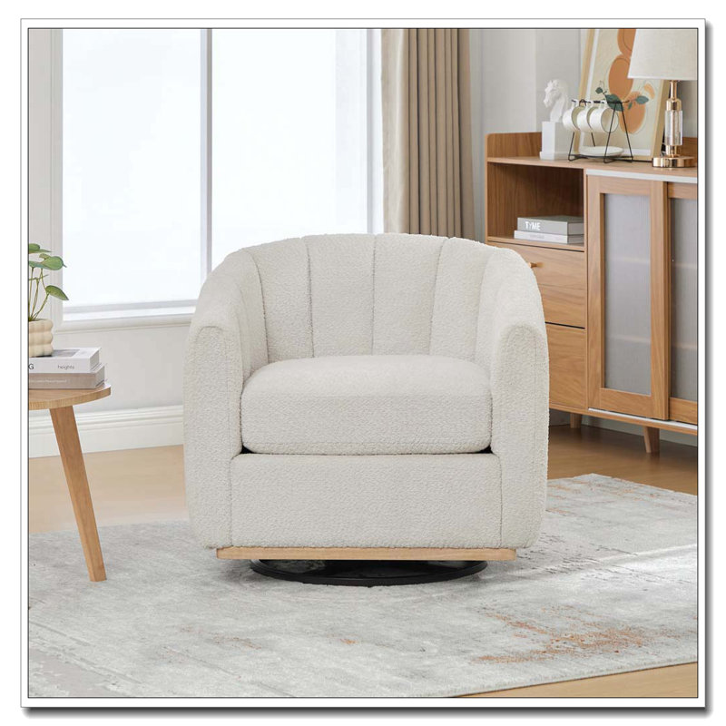 Fauteuil pivotant en chenille 31,89 po, Ivoire ivoire