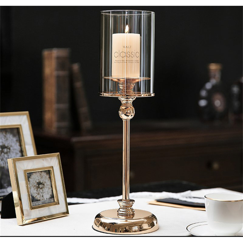 Bougeoir de table en métal, H 15,35 po x l 4,72 po x P 4,72 po