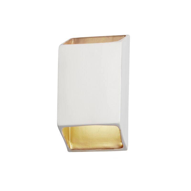 Caeli Ceramic LED Wall Sconce, Matte White with Champagne Gold Internal