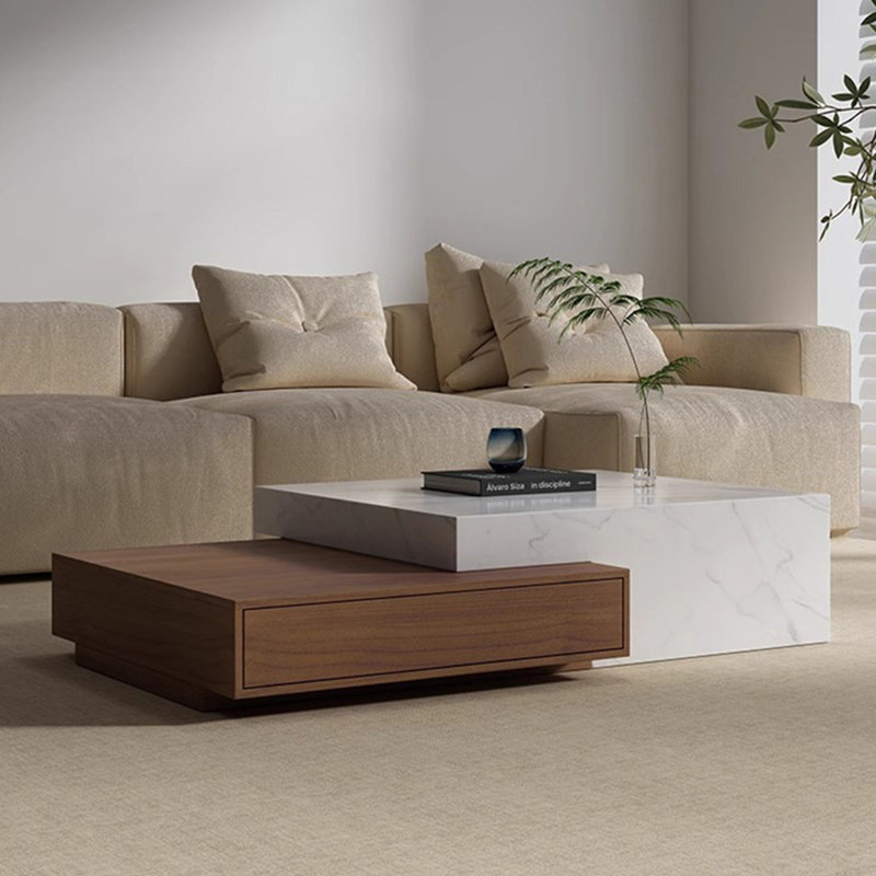 Table basse moderne en bois massif et fritté