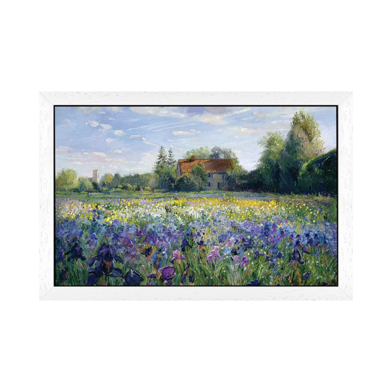 Evening At The Iris Field by Timothy Easton - Floater Frame Painting on Canvas, White Framed, 66.04 cm H x 45.72 cm W