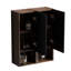 Armoire latérale Mid-Century noir et noyer pour salle de bain Cc1014s110,309, rangement de 14 pouces, textures à rayures chics, panneaux en bois massif multicouches E1-Grade ouverts, surface douce, rails, charnières