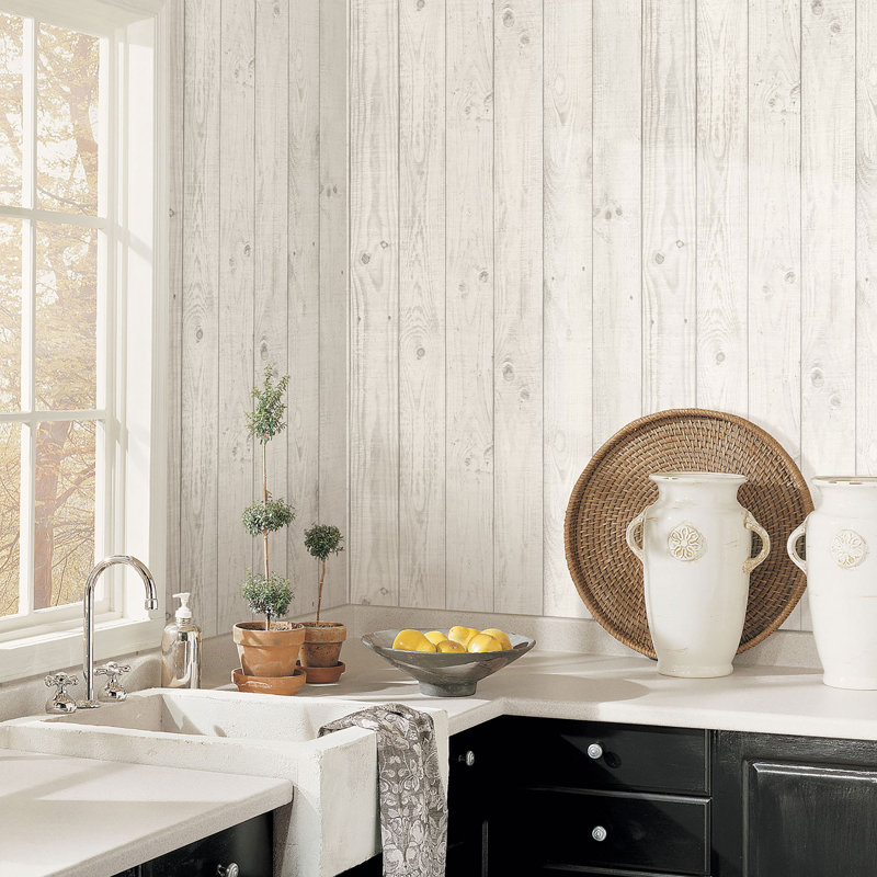 Wooden Plank Effect Wallpaper, 10M X 52.8Cm, Beige, Taupe