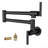 Wall Mount Pot Filler Faucet with Folding Stretchable Arm, Single Hole, Two Handles, Black - Modern Kitchen Convenience-130630556
