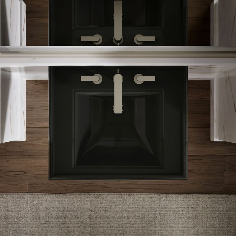 Memoirs® Rectangular Pedestal Bathroom Sink with Overflow, Black Black™, 8'' Centers