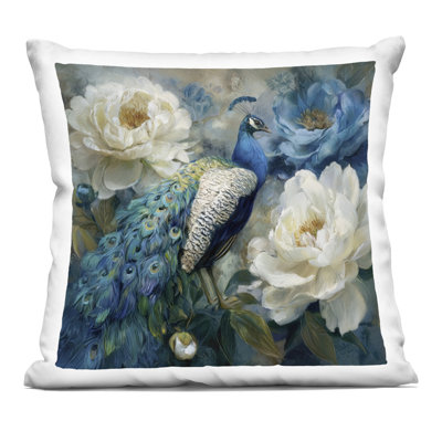 Coussin décoratif imprimé joli motif de pivoines, 18 x 7 x 18, par Tina LeCour