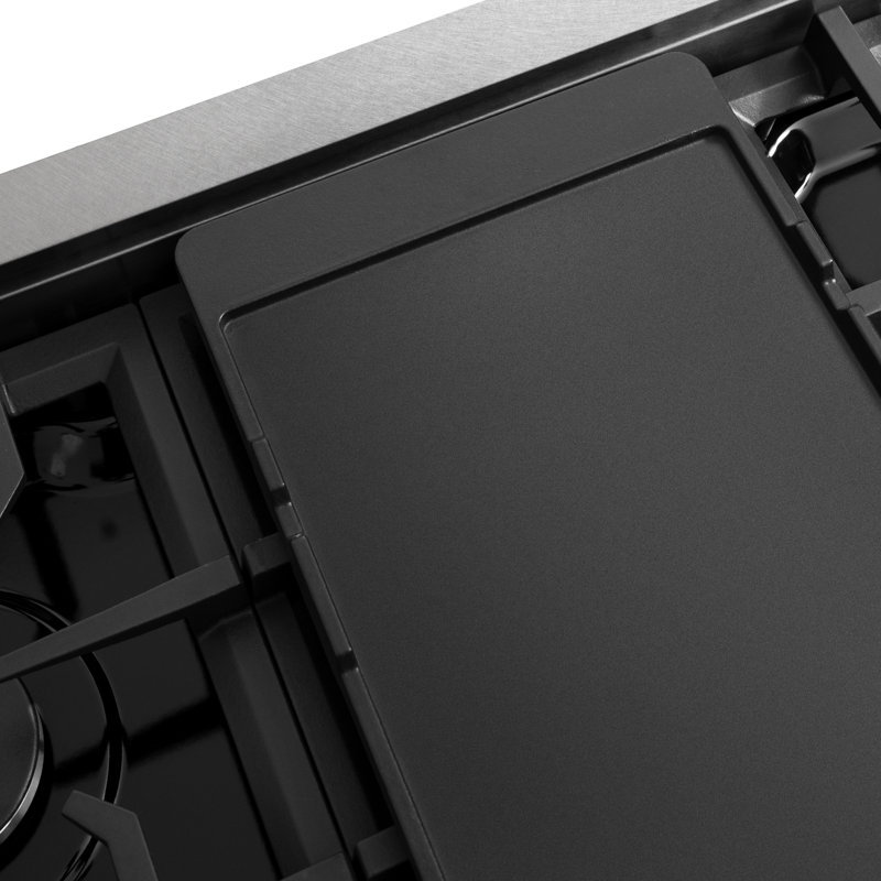 ZLINE 48" Porcelain Gas Stovetop in Fingerprint Resistant Stainless Steel with 7 Gas Burners and Griddle