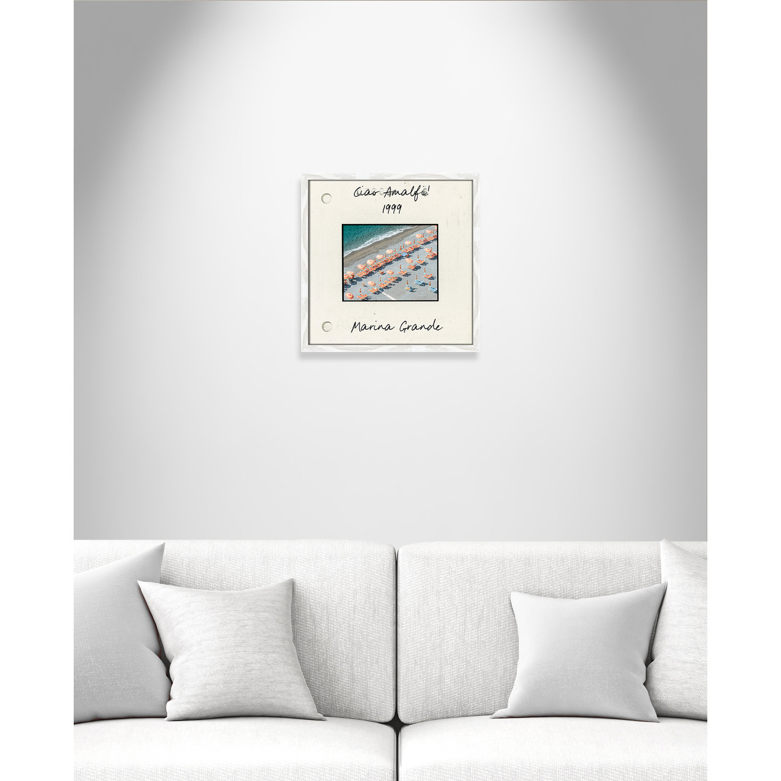 Amalfi, Italy - Marina Grande Print by Danita Dalmont, 17" H x 17" W x 0.75" D, White Single Picture Framed Paper
