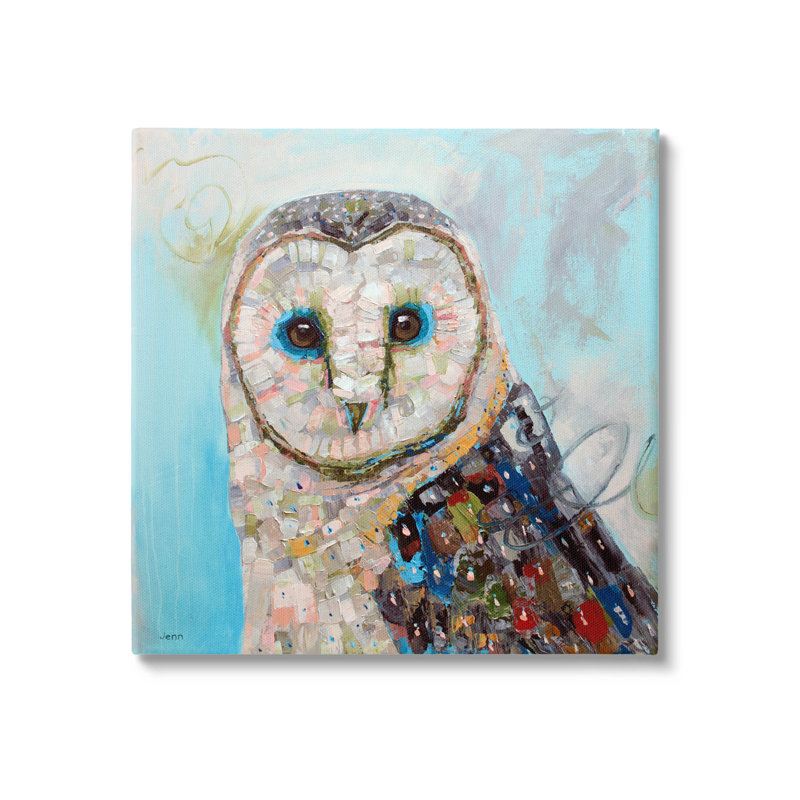 "Barn Owl", art urbain moderne sur toile par Jen Seeley, H 17 po x l 17 po x P 1,5 po