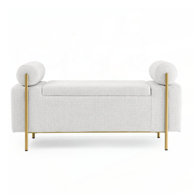Bench Elegant Upholstered Storage Bench With Cylindrical Arms For Living Space by Latitude Run