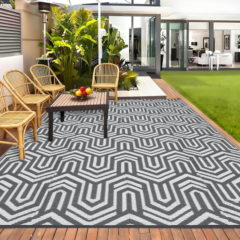 Tapis d'extérieur Modern Modern, Rectangle 120 po x 96 po, Gris