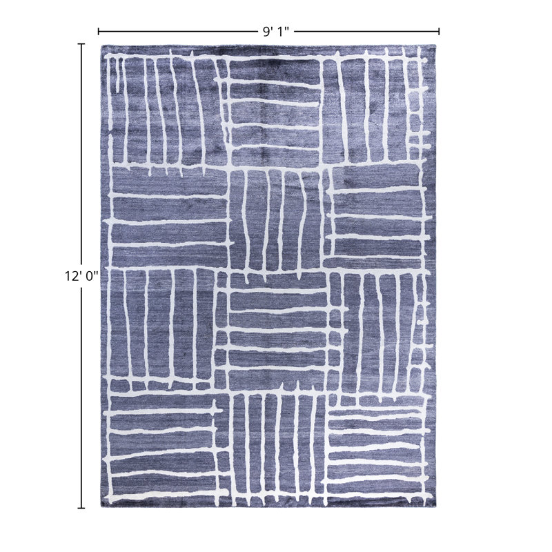 Overdyed One-of-a-Kind Rectangle 9'1" X 12'0" Hand Knotted Area Rug