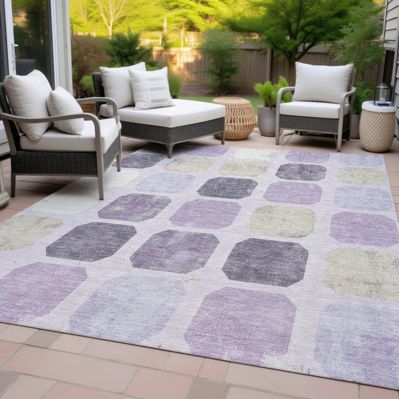 Machine Washable Indoor/Outdoor Kimberlin ACN2182 Geometric Rug, Rectangle 5' x 7'6"