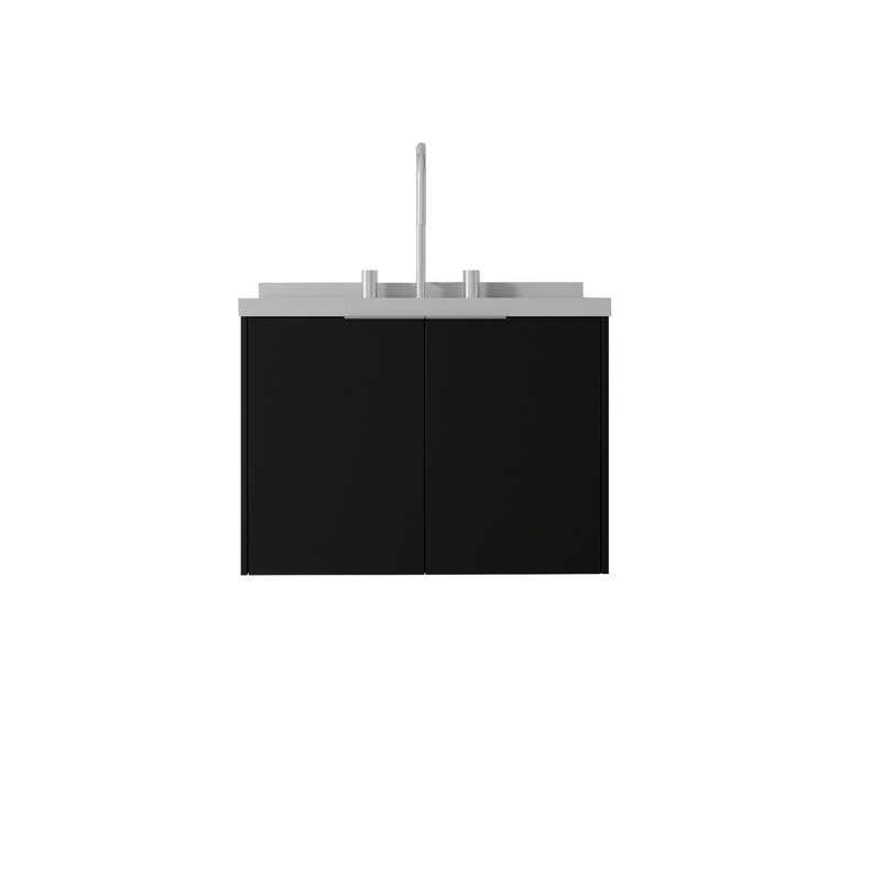 Meuble-lavabo flottant noir de 24 po avec lavabo intégré et porte à fermeture en douceur, Black