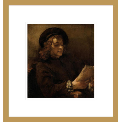 Titus van Rijn, le fils de l'artiste, lecture par Rembrandt van Rijn - Estampe numérique encadrée