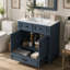 Meuble-lavabo de 30 po avec lavabo en céramique, armoire de rangement en bois massif avec portes à fermeture douce, style rétro