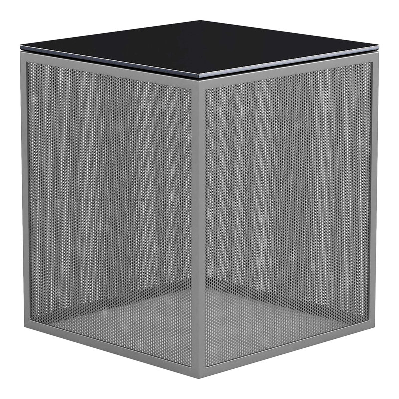 Table de bout en verre, Gris / noir