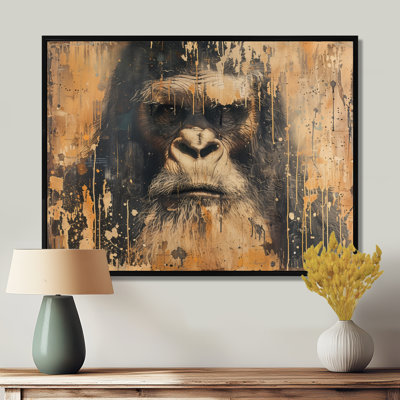 Noir et brun antique Bigfoot - Bigfoot Wall Art Living Room