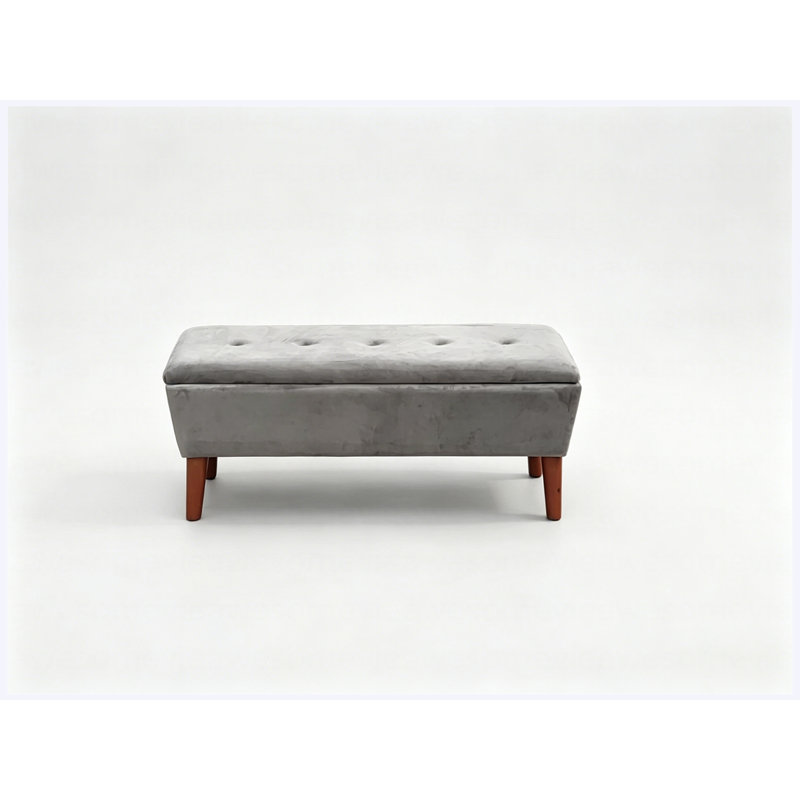 Banc de repose-pieds rectangulaire de 42 po en lin, repose-pieds moderne à profil bas avec pieds fuselés en bois massif, banc à chaussures multi-usage et banc de bout de lit pour le salon
