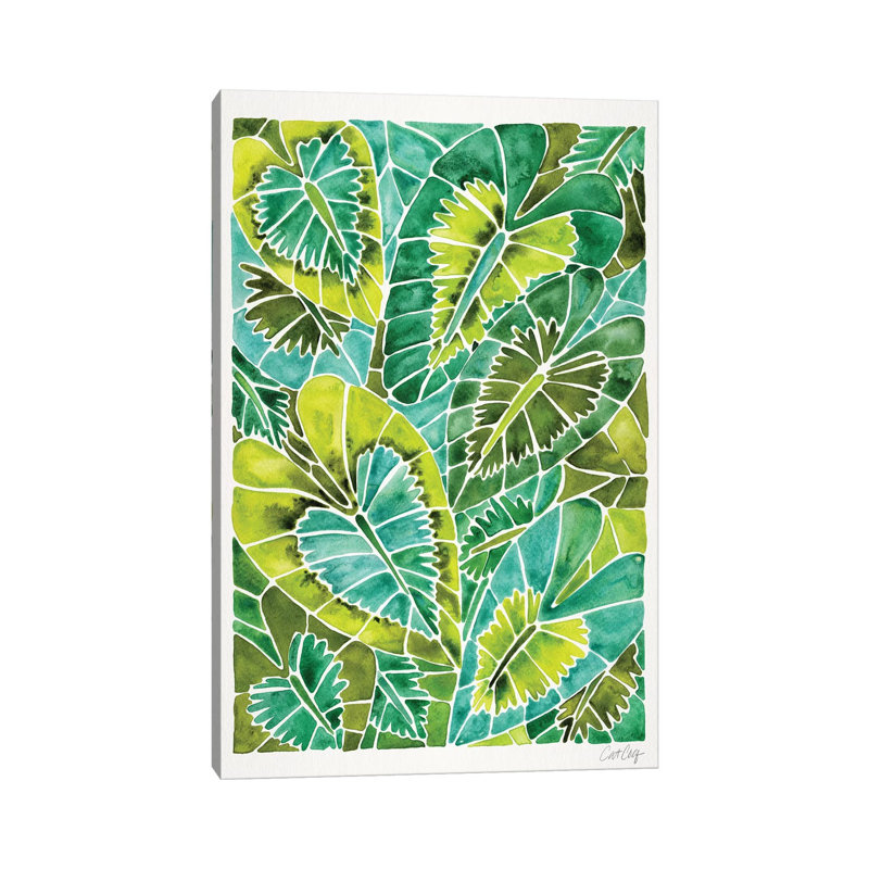 Strickler vert Schismatoglottis Calyptrata, H 12 po x l 8 po x P 0,75 po, Pas de tapis, Toile tendue