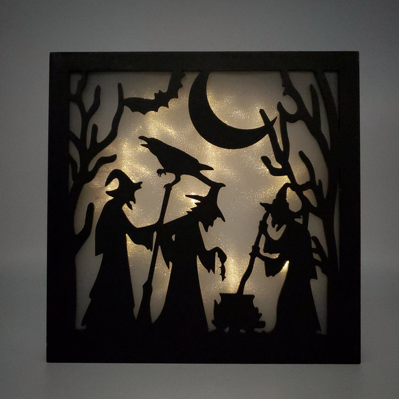 Art mural lumineux à piles Witch's Brew