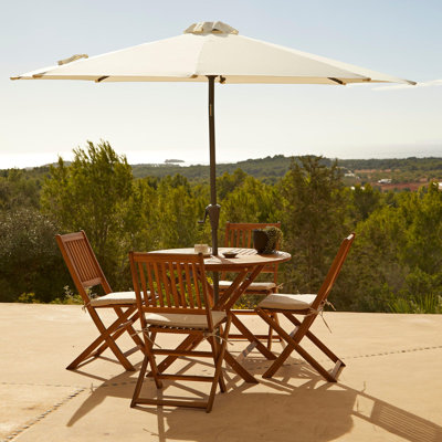 Nayoun 4 - Person Acacia Wood Patio Dining Set with Round Table