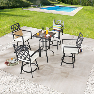 Akshith 4 - Person Patio Dining Set with Square Table , Cushions Included