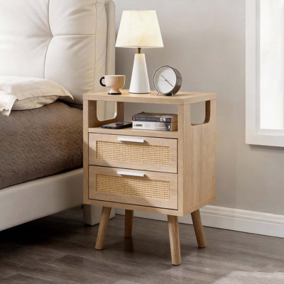 Ensemble de tables de chevet modernes en bois avec tiroirs de rangement