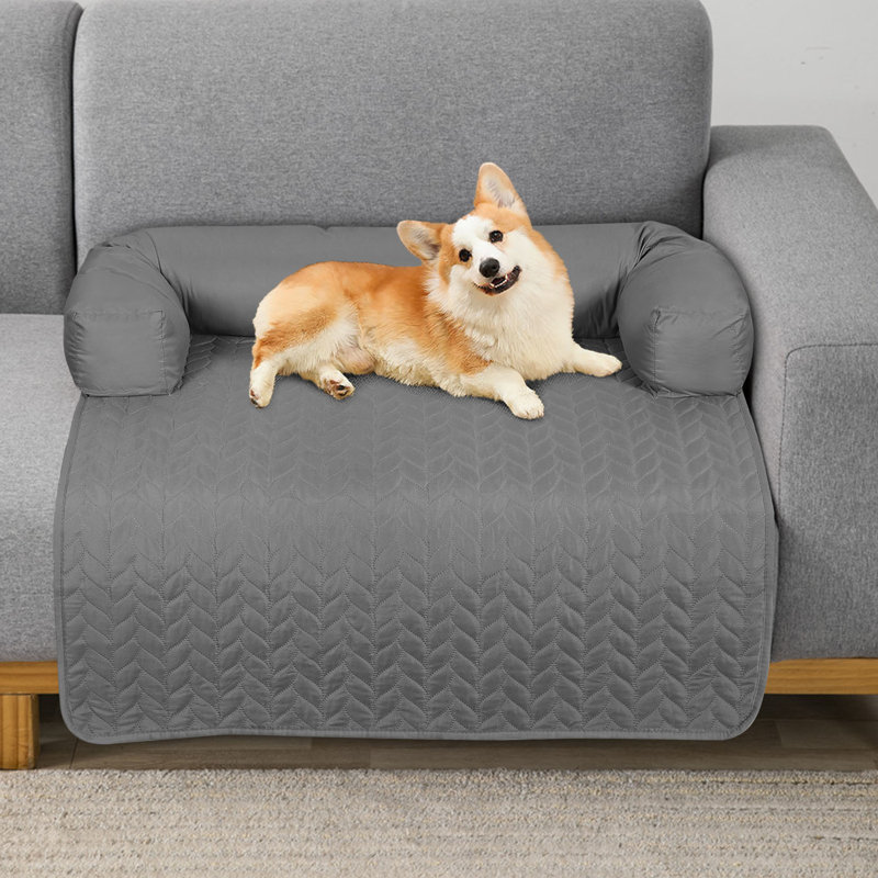 Housse de lit pour animal de compagnie pour canapé, Moyen (l 35,4 po x P 35,4 po x H 6,3 po), Gris