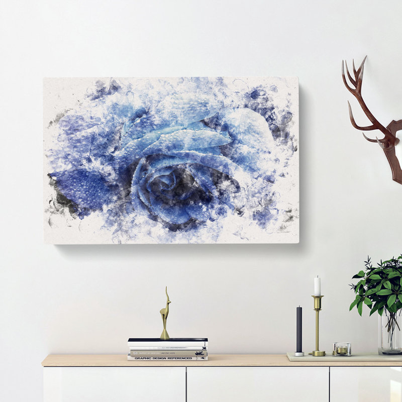 Blue Rose - Wrapped Canvas, 60cm H x 91cm W x 3cm D