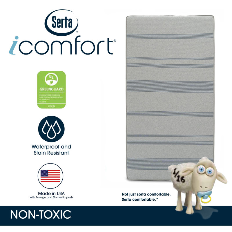 Gray Water Resistant Gel Memory Foam Crib and Toddler Mattress