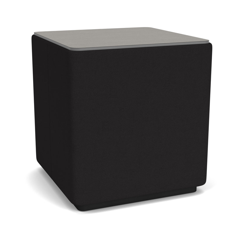 Table de salon avec plateau en stratifié Darsey, Noir; noir portes ouvertes, 16", Sergé sarrasin