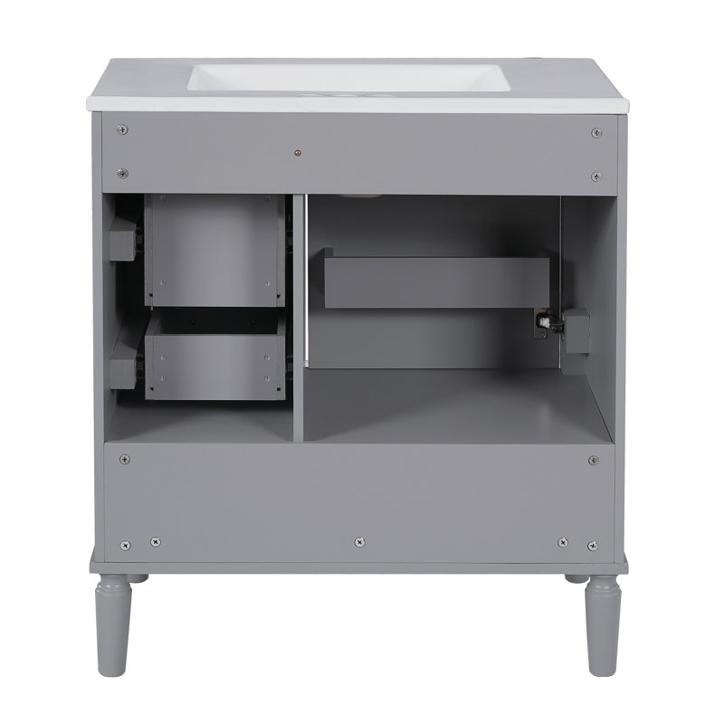 Meuble-lavabo 30 po avec lavabo en céramique, Gris
