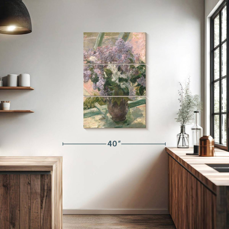 Harnek lilas dans une fenêtre, H 38 po x l 24 po
