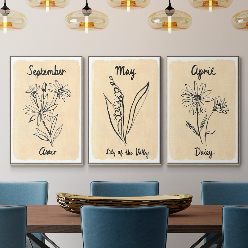 «Naissance mois IV», reproduction sur toile 3 pièces, H 40 po x l 90 po x P 2 po, Naturel