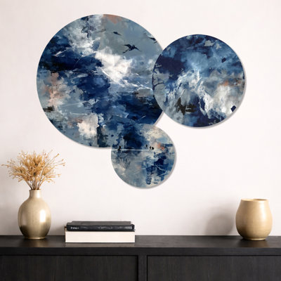 «Blue Guardian» par 3 panneaux muraux abstraits