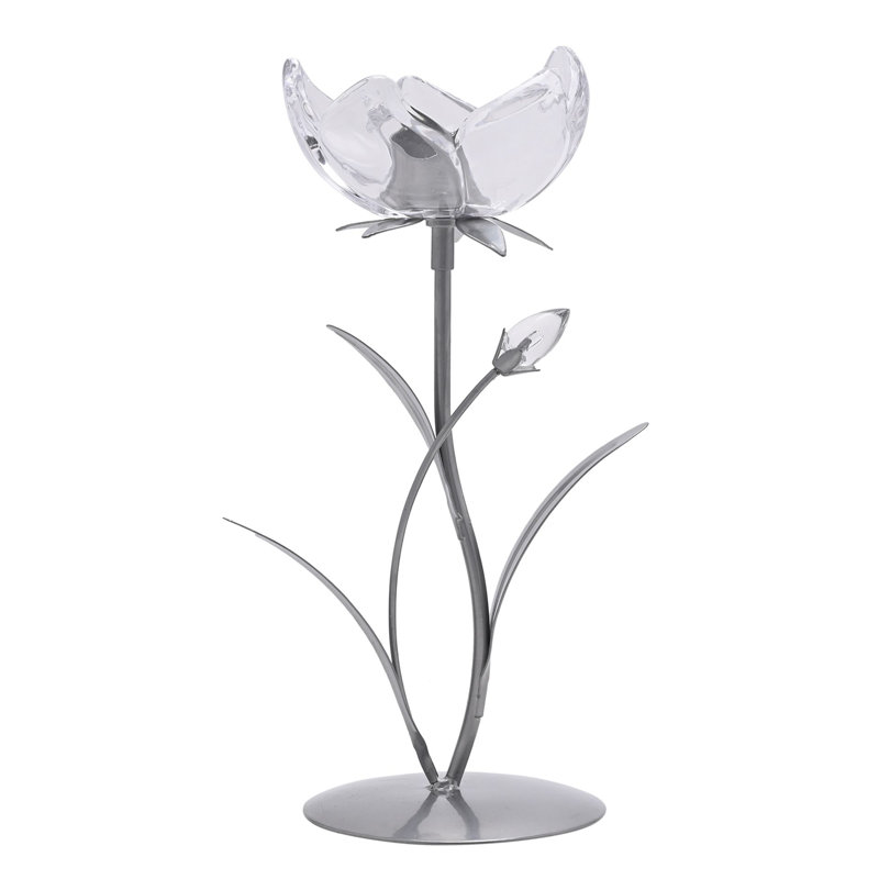 26Cm Glass Metal Tabletop Votive Holder