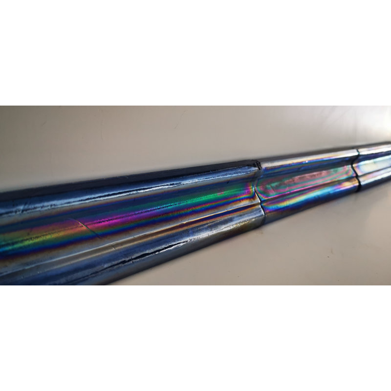 Atmosphere 2 in. x 8 in. Iridescent Recycled Glass Handmade Trim Decorative Wall & Pool Tile