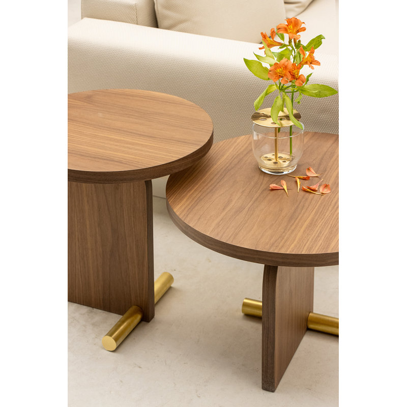 Table de bout Nova, Noyer / Laiton, H 19,7 po x l 18,9 po x P 18,9 po