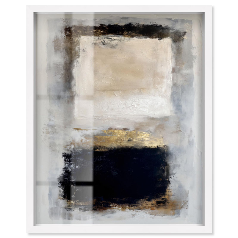 Grande décoration murale Beige Void I Shadowbox Print par Art Remedy, cadre blanc, 30 x 36, H 37 po x l 31 po, Cadre blanc